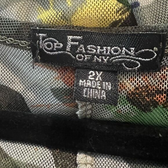 Top Fashion Of New York Women’s MIDI  Dress 2X Mesh Camouflage Y2K Swim Cover Up - Picture 3 of 4